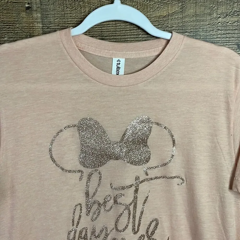 Minnie Mouse Disney Best Day Ever Glitter Shirt Disneyland SZ Medium Large